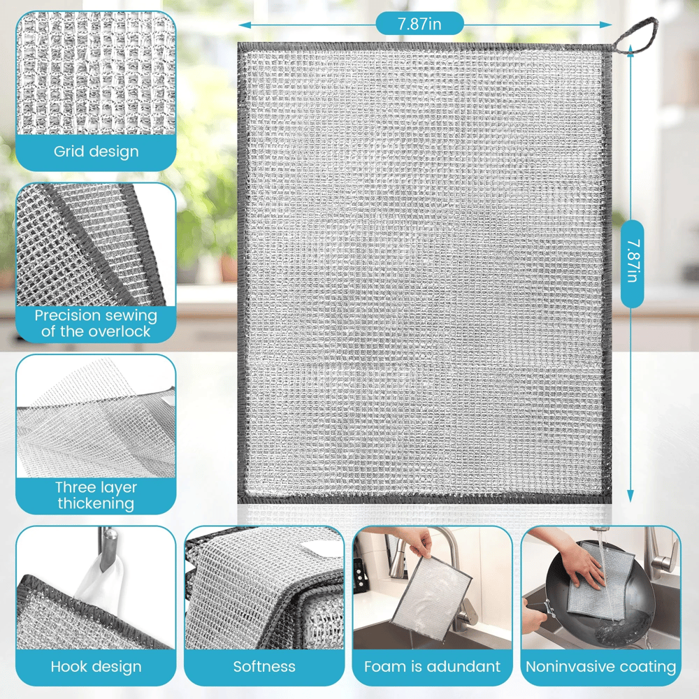 10 pcs ScrubSmart 3-Layer Metal Dish Cloths – Heavy-Duty Cleaning Without the Scratches - 50% OFF