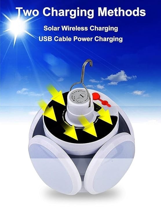 2-in-1 Foldable Solar Camping Light – Brighten Every Adventure, Rain or Shine - 50% OFF