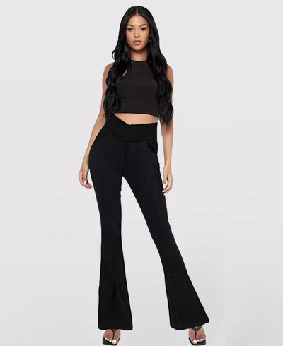 CurveFlex High-Waisted Crossover Jeans – Ultra-Stretch Denim with Adjustable Waistband - 50% OFF