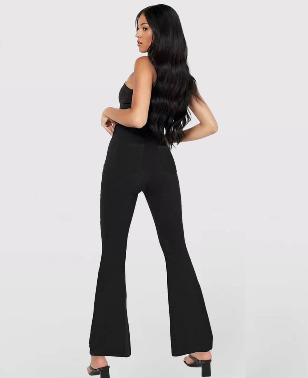 CurveFlex High-Waisted Crossover Jeans – Ultra-Stretch Denim with Adjustable Waistband - 50% OFF