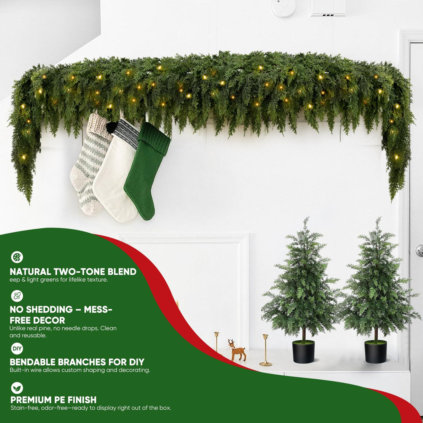 The EverLush Cedar Garland - Cozy Glow, Zero Hassle + CHRISTMAS HOT SALE 50% OFF