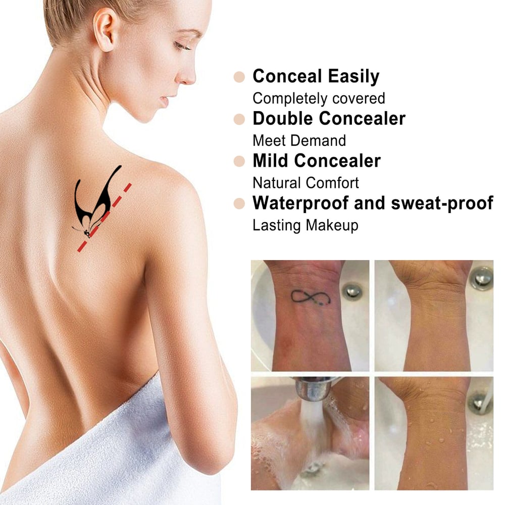InkFade Veil Tattoo Concealer Makeup Cream - Full-Coverage, Waterproof, and Natural Finish - 50% OFF