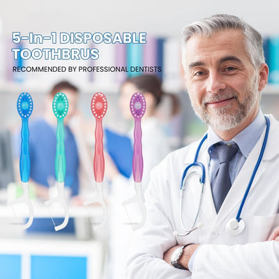 FreshMate 5-in-1 Disposable Toothbrush Set – Clean Teeth Anywhere, Anytime - 50% OFF