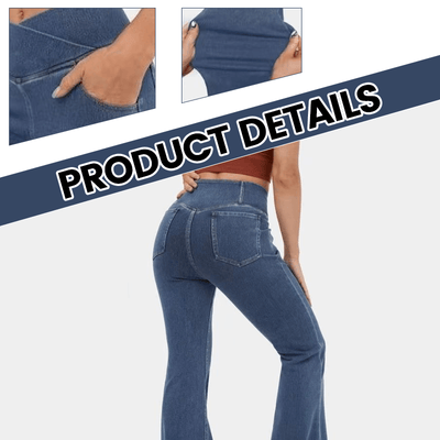 CurveFlex High-Waisted Crossover Jeans – Ultra-Stretch Denim with Adjustable Waistband - 50% OFF