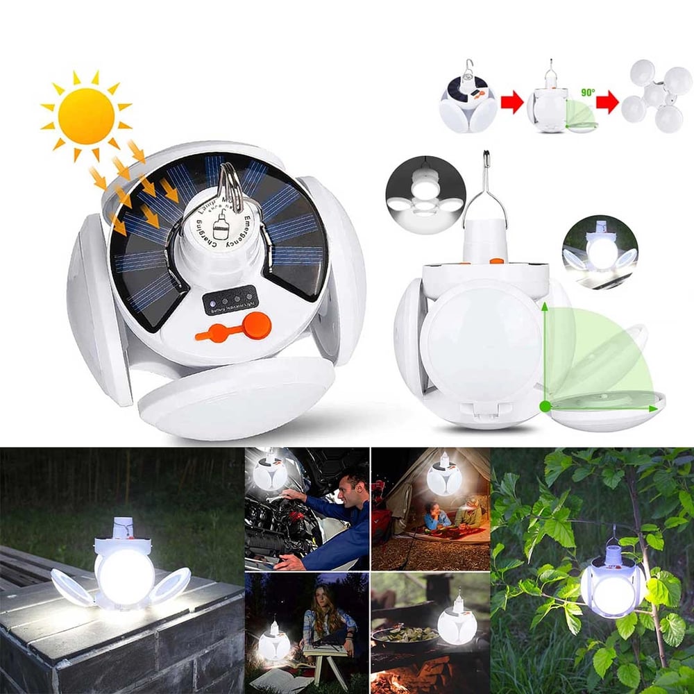 2-in-1 Foldable Solar Camping Light – Brighten Every Adventure, Rain or Shine - 50% OFF