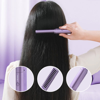 GlamGlide Rechargeable Hair Straightening Comb – Style Anytime, Anywhere - 60% OFF