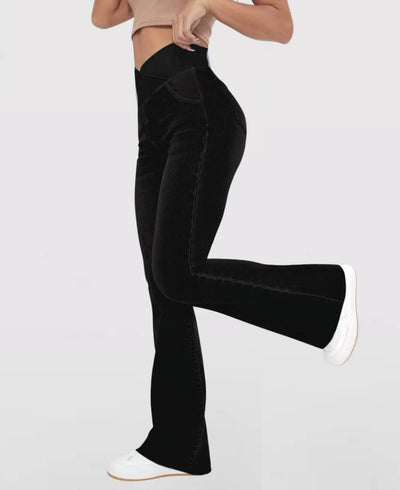 CurveFlex High-Waisted Crossover Jeans – Ultra-Stretch Denim with Adjustable Waistband - 50% OFF