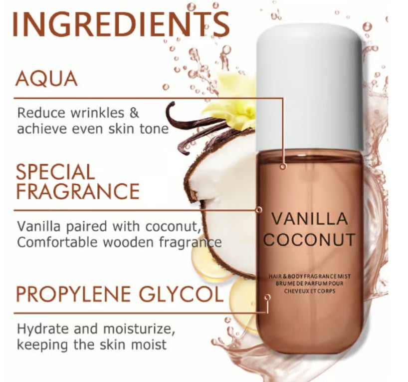 CocoGlow Hair & Body Mist - Long-Lasting Coconut Scent - 50% OFF