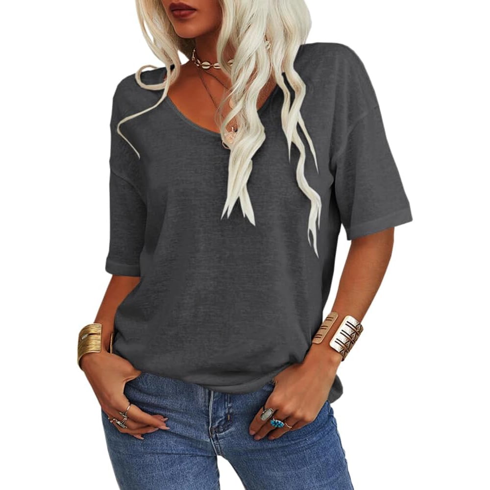 Women's Solid Color V-Neck T-shirt – Petal Sleeve - 60% OFF