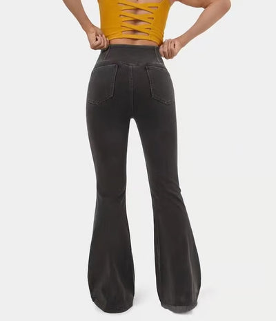 CurveFlex High-Waisted Crossover Jeans – Ultra-Stretch Denim with Adjustable Waistband - 50% OFF