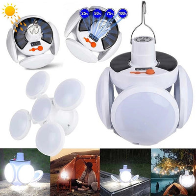 2-in-1 Foldable Solar Camping Light – Brighten Every Adventure, Rain or Shine - 50% OFF