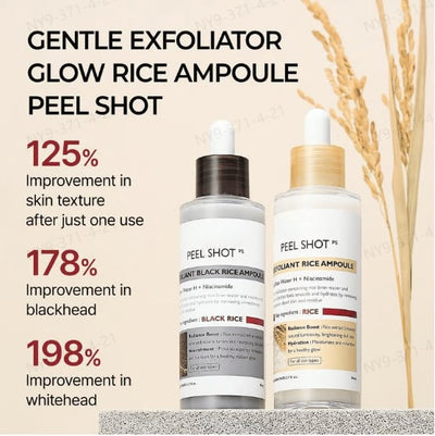 Peel Shot Glow Rice Ampoule Duo - Brightening, Exfoliating & Moisturizing Serum Set - 50% OFF