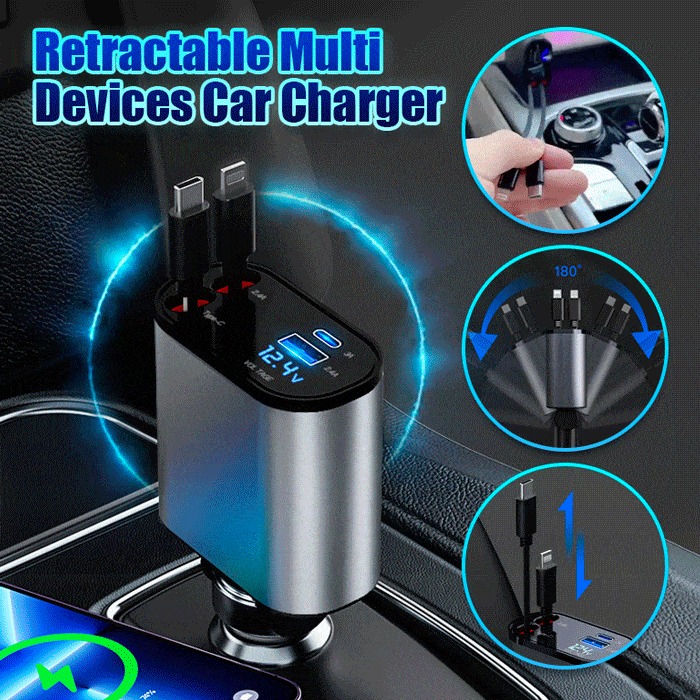 The ChargeReel 4-in-1 - A Clutter-Free Car, Always Charged + 50% OFF