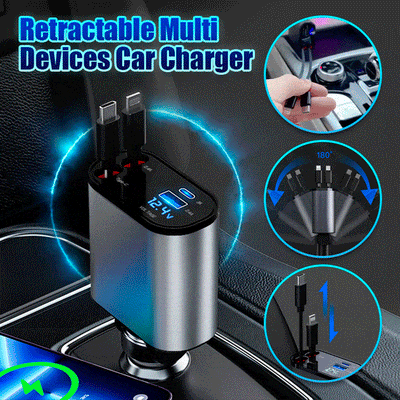 The ChargeReel 4-in-1 - A Clutter-Free Car, Always Charged + 50% OFF