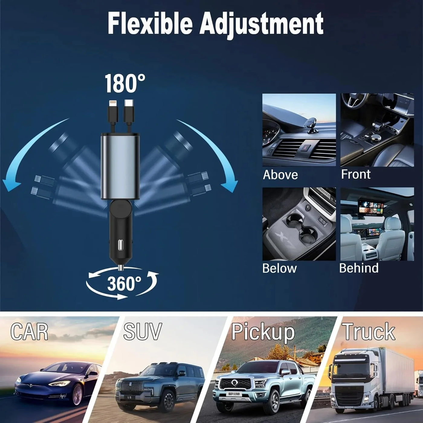 The ChargeReel 4-in-1 - A Clutter-Free Car, Always Charged + 50% OFF
